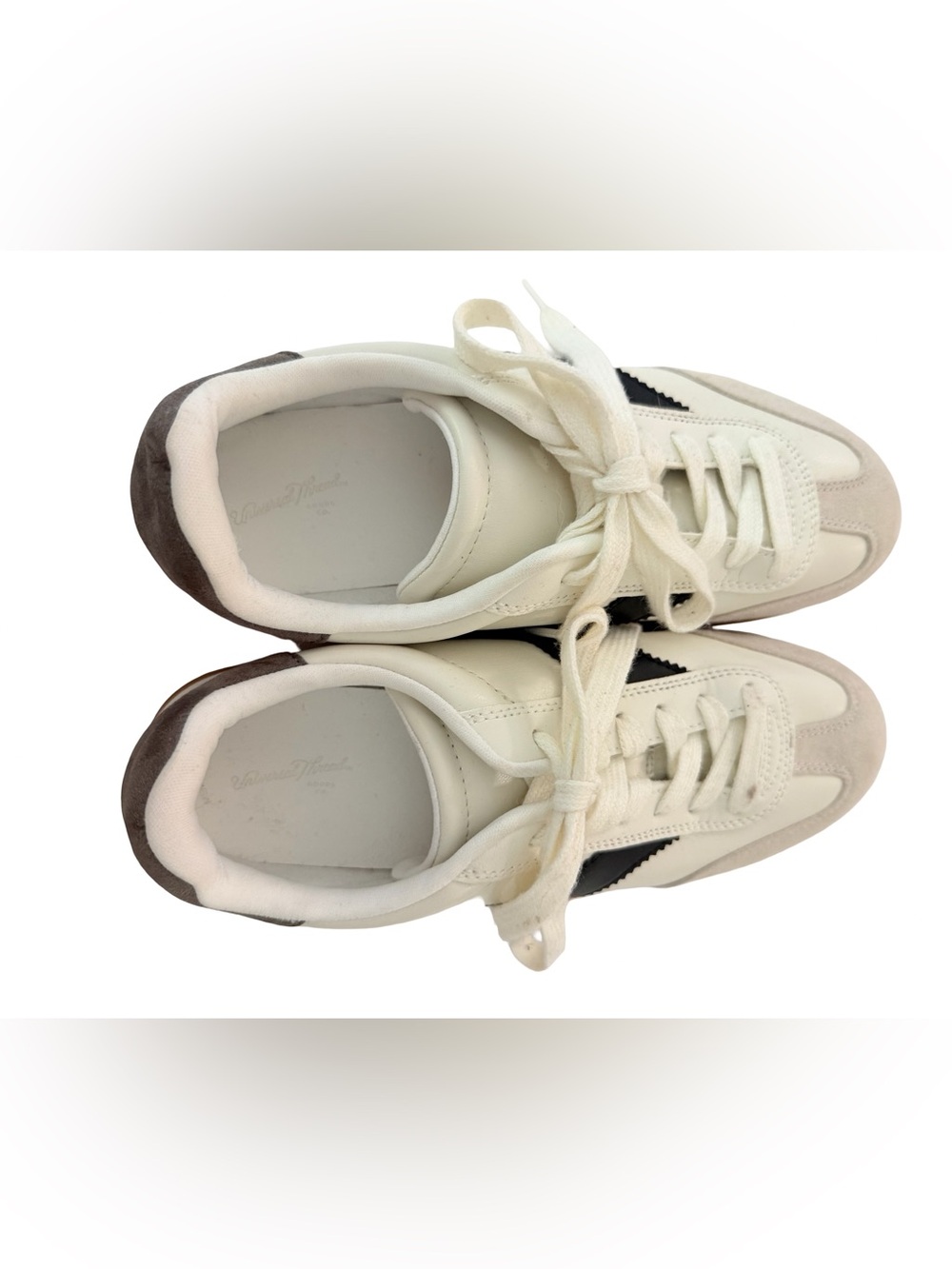 Casual Women's Ivory and Black Sneakers - Classic Low-Top - Picture 3 of 4